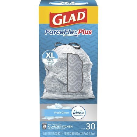 GLAD 20 gal Trash Bags, L, White, 6 PK CLO78913CT